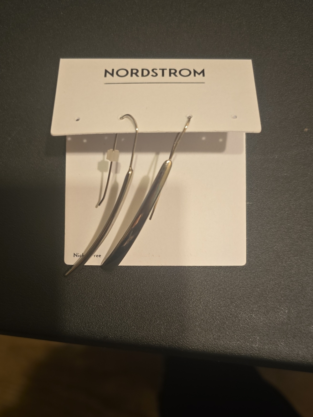 Nordstrom Sleek Silver Curved Drop Earrings